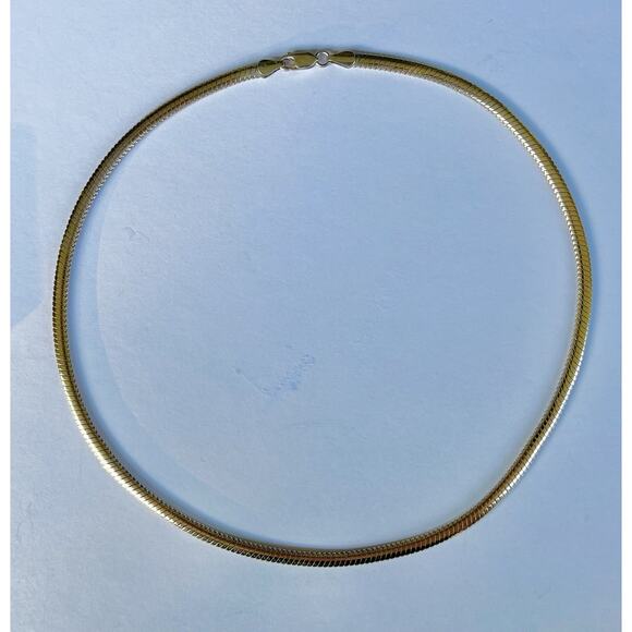 Milor Vintage 925 Sterling Silver Gold-toned Snake Choker Necklace 18” Italy 4mm - Picture 2 of 8